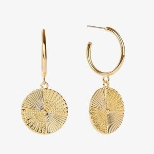 Gold coin hoop earrings